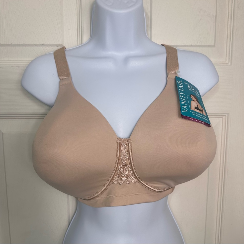 NWT Vanity‎ Fair Full Figure Wireless Smoothing Bra Size 38DDD Damask Neutral